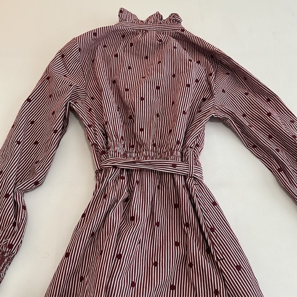 NWT Free Assembly Ruffle Neck Cotton Embroidered Midi Dress in Red/Maroon Size M - Picture 11 of 12